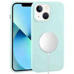 For iPhone 13 mini Liquid Silicone Full Coverage MagSafe Phone Case(Cyan)