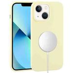 For iPhone 13 mini Liquid Silicone Full Coverage MagSafe Phone Case(Light Yellow)