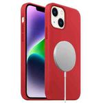 For iPhone 14 MagSafe Liquid Silicone Full Coverage Phone Case(Red)