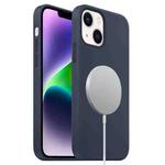 For iPhone 14 Plus MagSafe Liquid Silicone Full Coverage Phone Case(Navy Blue)