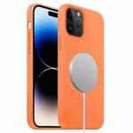 For iPhone 14 Pro Liquid Silicone Full Coverage MagSafe Phone Case(Orange)