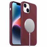 For iPhone 15 Plus MagSafe Liquid Silicone Full Coverage Phone Case(Wine Red)