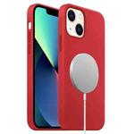 For iPhone 13 MagSafe Liquid Silicone Full Coverage Phone Case(Red)