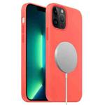 For iPhone 13 Pro Max MagSafe Liquid Silicone Full Coverage Phone Case(Pink Orange)