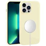 For iPhone 13 Pro Max Liquid Silicone Full Coverage MagSafe Phone Case(Light Yellow)