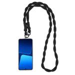 Dopamine Color Double Buckle Twist Rope Long Lanyard(Black)
