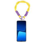 Dopamine Color Double Buckle Twist Rope Short Lanyard(Yellow Purple Purple)