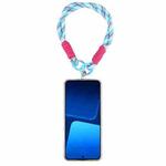 Dopamine Color Double Buckle Twist Rope Short Lanyard(Blue Red White)