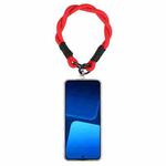 Dopamine Color Double Buckle Twist Rope Short Lanyard(Red Black)