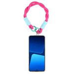 Dopamine Color Double Buckle Twist Rope Short Lanyard(Rose Red Blue)