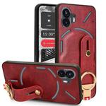 For Nothing Phone 2 Wristband Leather Back Phone Case(Red)