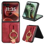 For Motorola Razr 60 Ultra Wristband Leather Back Phone Case(Red)