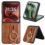 For Motorola Razr 60 Ultra Wristband Leather Back Phone Case(Brown)