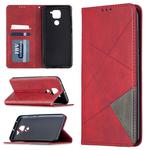 For Xiaomi Redmi Note 9 Rhombus Texture Horizontal Flip Magnetic Leather Case with Holder & Card Slots & Wallet(Red)