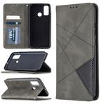 For Huawei P smart 2020 Rhombus Texture Horizontal Flip Magnetic Leather Case with Holder & Card Slots & Wallet(Grey)