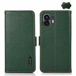 For Nothing Phone 2 KHAZNEH Side-Magnetic Litchi Genuine Leather RFID Phone Case(Green)