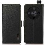 For Honor X9B KHAZNEH Side-Magnetic Litchi Genuine Leather RFID Phone Case(Black)