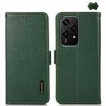 For Honor 200 Lite Global KHAZNEH Side-Magnetic Litchi Genuine Leather RFID Phone Case(Green)