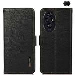 For Honor 200 Pro KHAZNEH Side-Magnetic Litchi Genuine Leather RFID Phone Case(Black)