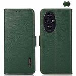 For Honor 200 Pro KHAZNEH Side-Magnetic Litchi Genuine Leather RFID Phone Case(Green)