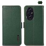 For Honor 200 KHAZNEH Side-Magnetic Litchi Genuine Leather RFID Phone Case(Green)