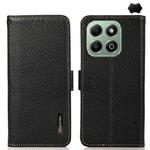 For Honor X6b KHAZNEH Side-Magnetic Litchi Genuine Leather RFID Phone Case(Black)