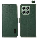 For Honor X6b KHAZNEH Side-Magnetic Litchi Genuine Leather RFID Phone Case(Green)