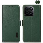 For Honor 200 Smart / Play 60 Plus KHAZNEH Side-Magnetic Litchi Genuine Leather RFID Phone Case(Green)