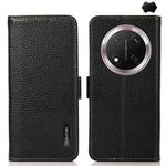 For Honor X9c KHAZNEH Side-Magnetic Litchi Genuine Leather RFID Phone Case(Black)