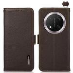 For Honor X9c KHAZNEH Side-Magnetic Litchi Genuine Leather RFID Phone Case(Brown)