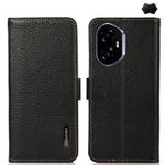 For Honor 400 KHAZNEH Side-Magnetic Litchi Genuine Leather RFID Phone Case(Black)