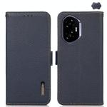For Honor 400 KHAZNEH Side-Magnetic Litchi Genuine Leather RFID Phone Case(Blue)