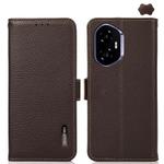 For Honor 400 KHAZNEH Side-Magnetic Litchi Genuine Leather RFID Phone Case(Brown)