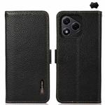 For Honor 400 Lite KHAZNEH Side-Magnetic Litchi Genuine Leather RFID Phone Case(Black)
