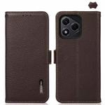 For Honor 400 Lite KHAZNEH Side-Magnetic Litchi Genuine Leather RFID Phone Case(Brown)