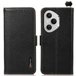 For Honor 400 Pro Global 160.8mm KHAZNEH Side-Magnetic Litchi Genuine Leather RFID Phone Case(Black)