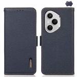For Honor 400 Pro Global 160.8mm KHAZNEH Side-Magnetic Litchi Genuine Leather RFID Phone Case(Blue)