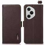 For Honor 400 Pro Global 160.8mm KHAZNEH Side-Magnetic Litchi Genuine Leather RFID Phone Case(Brown)