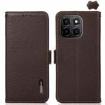 For Honor X6C 4G KHAZNEH Side-Magnetic Litchi Genuine Leather RFID Phone Case(Brown)