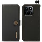 For Honor Play 60 Plus / 200 Smart KHAZNEH Custer Genuine Leather RFID Phone Case(Black)