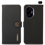 For Honor 400 KHAZNEH Custer Genuine Leather RFID Phone Case(Black)