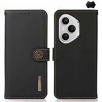 For Honor 400 Pro Global 160.8mm KHAZNEH Custer Genuine Leather RFID Phone Case(Black)