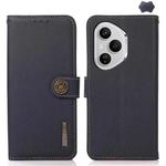 For Honor 400 Pro Global 160.8mm KHAZNEH Custer Genuine Leather RFID Phone Case(Blue)
