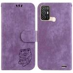 For ZTE Blade A52 Little Tiger Embossed Leather Phone Case(Purple)