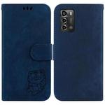 For ZTE Blade A72 / V40 Vita Little Tiger Embossed Leather Phone Case(Dark Blue)