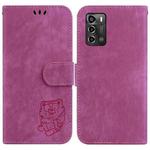 For ZTE Blade A72 / V40 Vita Little Tiger Embossed Leather Phone Case(Rose Red)