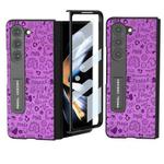 For Samsung Galaxy Z Fold5 ABEEL Integrated Glitter Shockproof Phone Case with Holder(Purple)