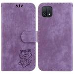 For OPPO A16K Little Tiger Embossed Leather Phone Case(Purple)