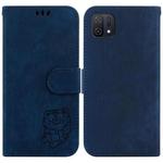 For OPPO A16K Little Tiger Embossed Leather Phone Case(Dark Blue)