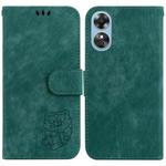 For OPPO A17 / A17K Little Tiger Embossed Leather Phone Case(Green)